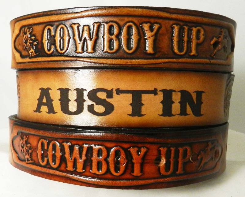 Namensgürtel Des Kindes, Cowboy Up Passt Zum Erwachsenen Nbt952 von GavereLeather