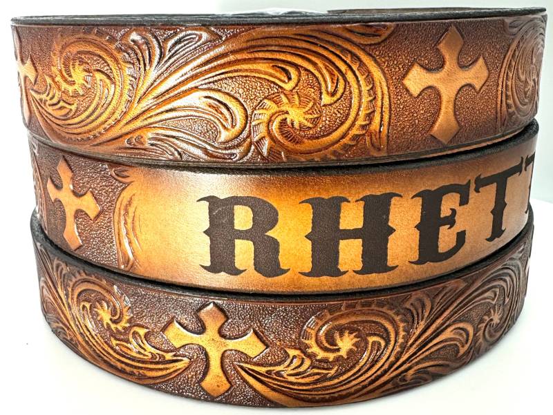 Namensgürtel Des Kindes Kreuz Western Style von GavereLeather