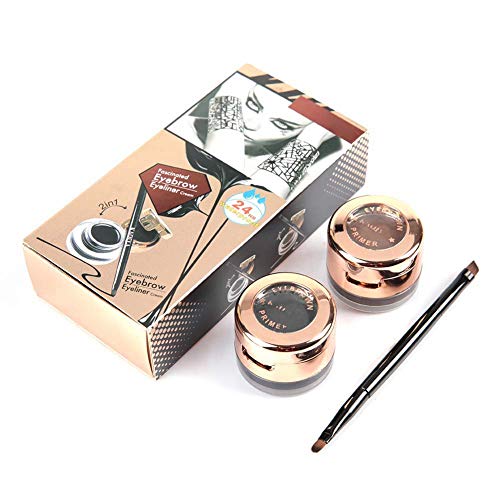 Augenbrauenstift, Augen-Make-up-Werkzeug, 2-in-1, Wasserfest, Langlebig, Augenbrauen-Eyeliner-Creme, Rauchiges Augen-Make-up, Kosmetisches Werkzeug, Braun, Schwarz von Gavigain