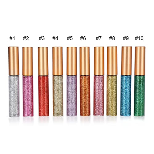 Eyeliner-Flüssigkeit, Glitzer-Eyeliner-Flüssigkeit, 10 Farben Glitzer-Diamant-Eyeliner-Flüssigkeit, Glänzendes Metallisches Augen-Make-up Für Glänzendes Augen-Make-up von Gavigain