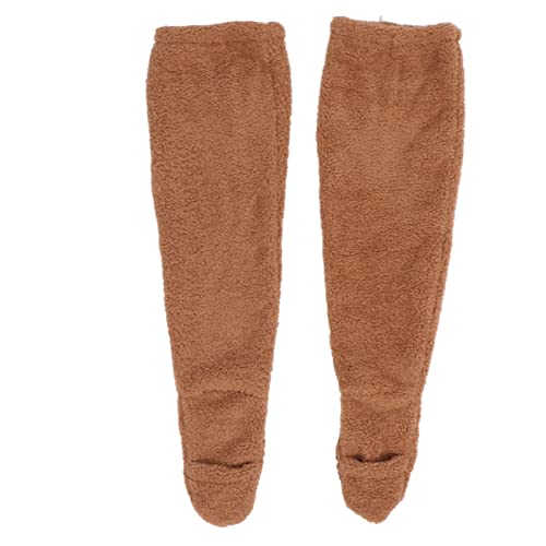 Oberschenkelhohe Socken, Extra Lange Socken Für Damen, über Dem Knie, Flauschige Socken, Plüsch-Slipper-Strümpfe, Pelzige Lange Beinwärmer, Winter-Schlafsocken Für zu Hause(BRAUN) von Gavigain