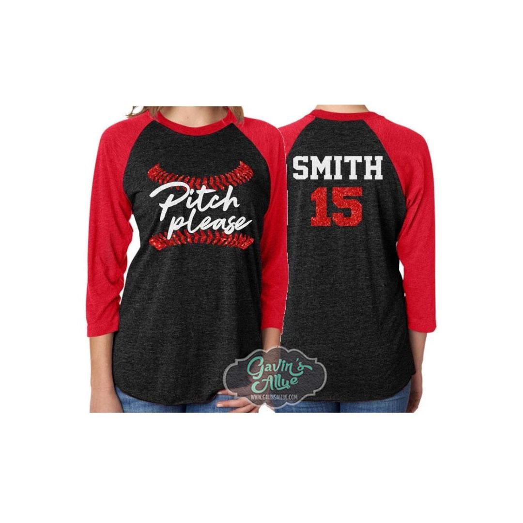 Glitter Tonhöhe Bitte Baseball Mom Shirt | Shirts Baseball-Shirts Benutzerdefinierte Farben Anpassen von GavinsAllye