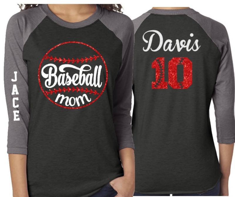 Glitzer Baseball Mom Shirt | 3/4 Ärmel Raglan-Shirt Team & Farben Anpassen von GavinsAllye