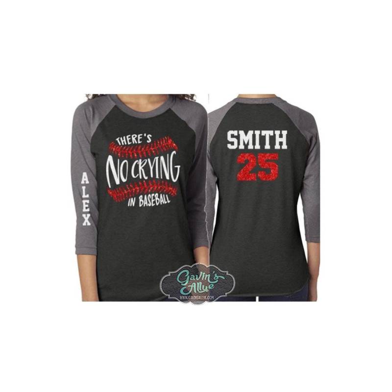 Glitzer-Baseball-Shirt | Es Gibt Kein Weinen Im Baseball 3/4 Arm Raglan Passen Sie Namen Und Farben An von GavinsAllye