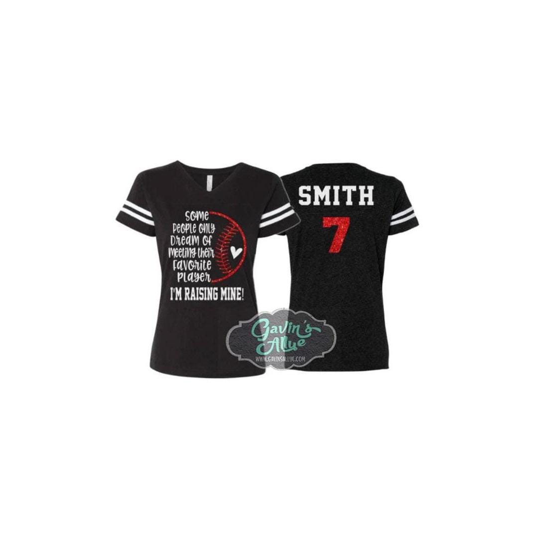 Glitzer-Baseball-Shirt | Manche Leute Träumen Nur Davon, Ihren Lieblingsspieler Zu Treffen Shirt Kurzarm-Shirt Mit V-Ausschnitt von GavinsAllye