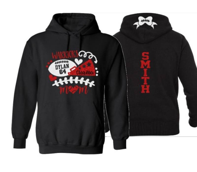 Glitzer Fußball Und Jubeln Hoodie | Mom Jubeln Personalisiere Sie Mit Deinem Team & Deinen Farben von GavinsAllye