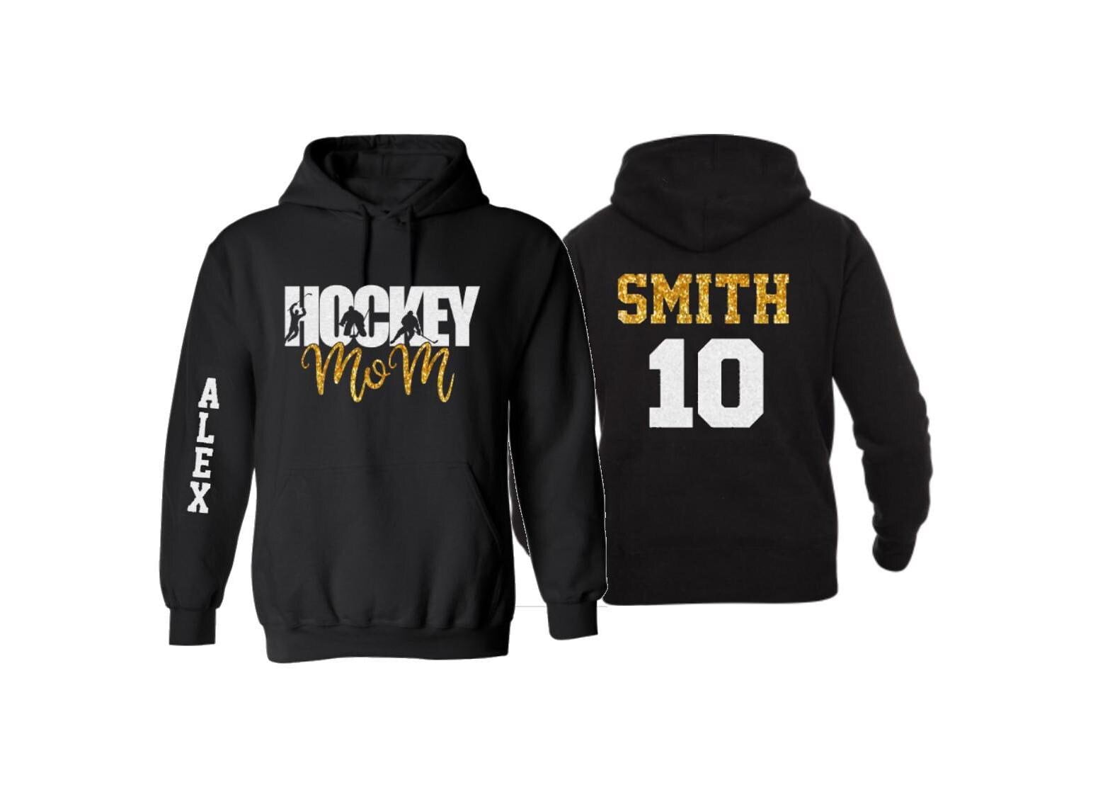 Glitzer Hockey Hoodie | Mama Eishockey Feldhockey Bling Spirit Wear Farben Anpassen von GavinsAllye
