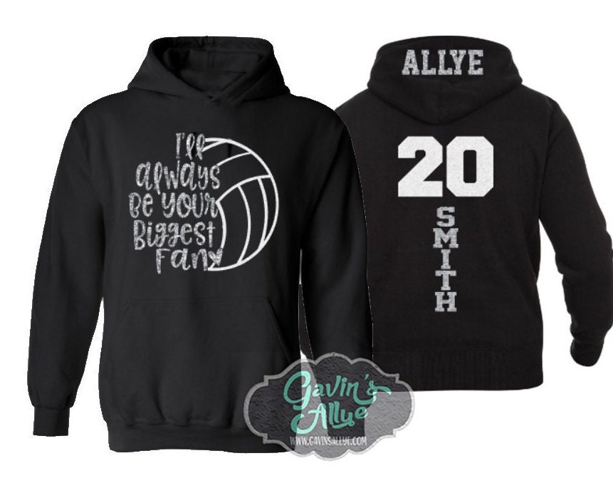 Glitzer Ich Werde Immer Dein Größter Fan Volleybal Herz Hoodie | Beachvolleyball Hoodies Mama Erwachsenen - Oder Jugendgrößen von GavinsAllye