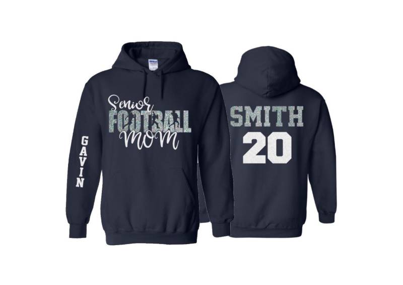 Glitzer Senior Fußball Mom Hoodie | Hoodies Mama Farben Anpassen von GavinsAllye