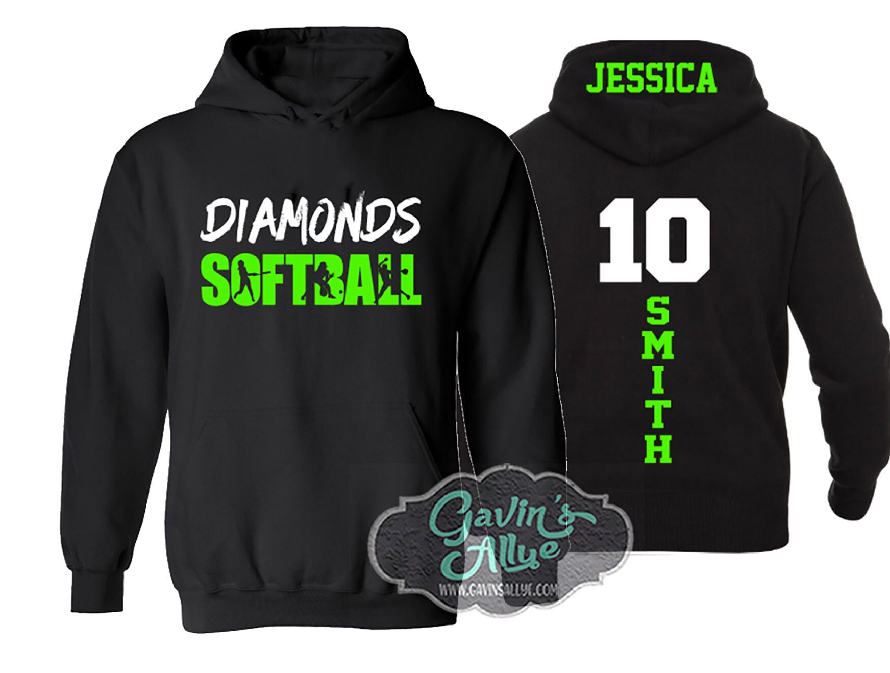 Glitzer Softball Hoodies | Shirts Passen Sie Mit Ihrem Team & Farben Erwachsenen - Oder Jugendgrößen von GavinsAllye