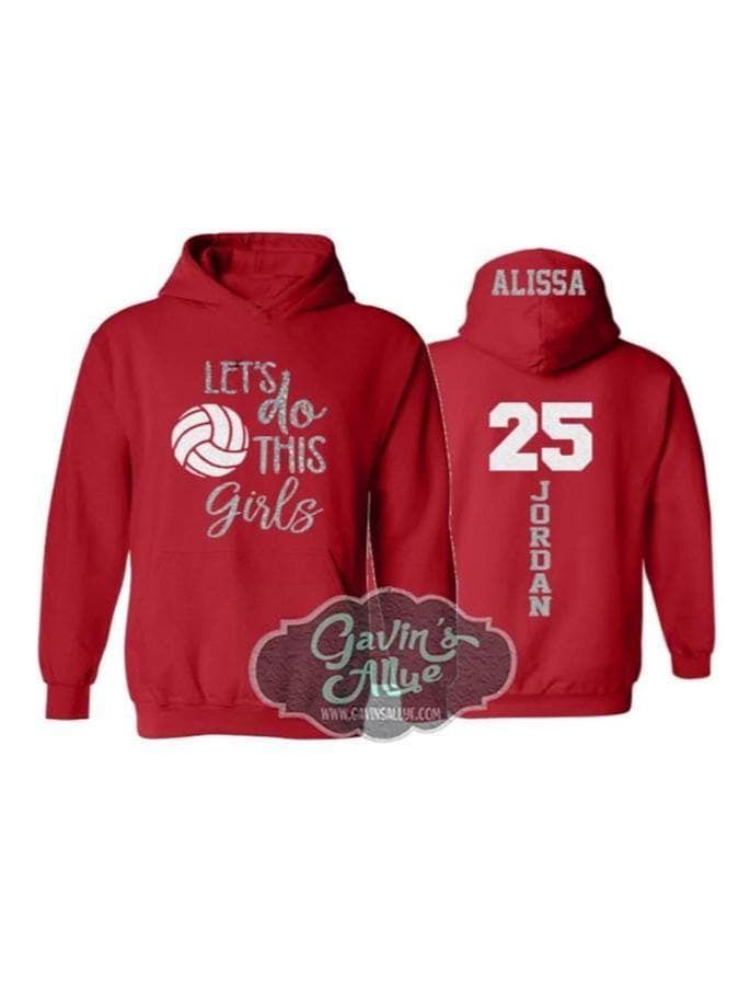 Glitzer-Volleyball-Hoodie | Lassen Sie Uns Dies Tun Mädchen Beachvolleyball Spirit Wear Personalisierter Hoodie Farben Anpassen Jugendliche Oder von GavinsAllye