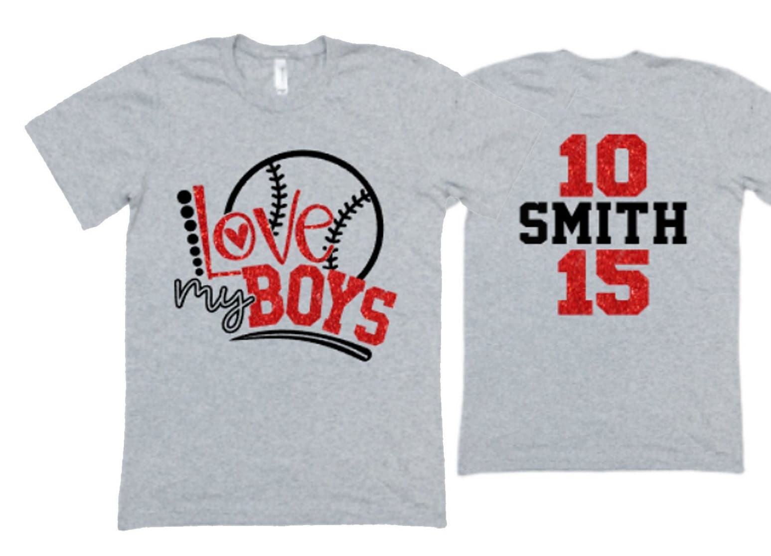 Liebe Mein Jungen-Baseball-Shirt | Glitzer Kurzarm-Baseball-Shirt Bella Canvas Tshirt Farben Anpassen von GavinsAllye