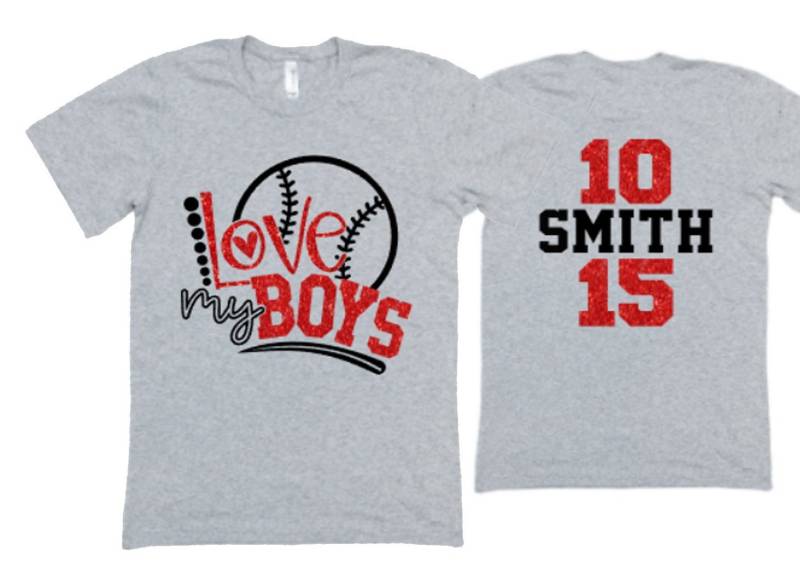 Liebe Mein Jungen-Baseball-Shirt | Glitzer Kurzarm-Baseball-Shirt Bella Canvas Tshirt Farben Anpassen von GavinsAllye