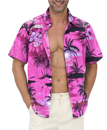 Gavliuu Hawaii Hemd Männer, Herren Hawaiihemd Casual Freizeit Blumen Kurzarmhemd von Gavliuu