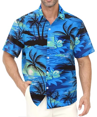 Gavliuu Hawaii Hemd Männer, Herren Hawaiihemd Casual Freizeit Blumen Kurzarmhemd von Gavliuu