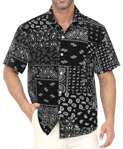 Gavliuu Hawaii Hemd Männer, Herren Hawaiihemd Casual Freizeit Blumen Kurzarmhemd von Gavliuu