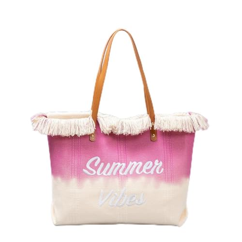 Gaxcent Damenhandtasche Lässige Strandtasche, Canvas Strand Stickerei Quaste Canvas-Tasche, Umhängetasche Für Damen Groß Einkaufstasche Reisen Pendeltasche,C von Gaxcent