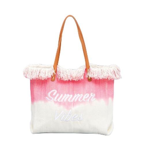 Gaxcent Damenhandtasche Lässige Strandtasche, Canvas Strand Stickerei Quaste Canvas-Tasche, Umhängetasche Für Damen Groß Einkaufstasche Reisen Pendeltasche,D von Gaxcent