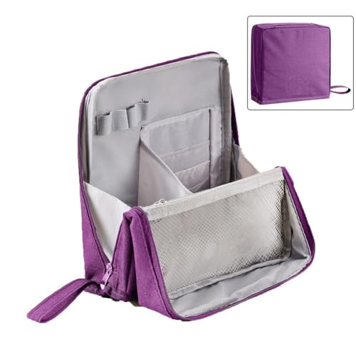 Gaxcent Make-up-Tasche, Stehende Make-up-Tasche, wasserdichter Make-up-Organizer mit Fächern, Mehrzweck-Kulturbeutel mit großer Kapazität, Oxford-Stoff, Kosmetiktasche für Reisen,Lila von Gaxcent