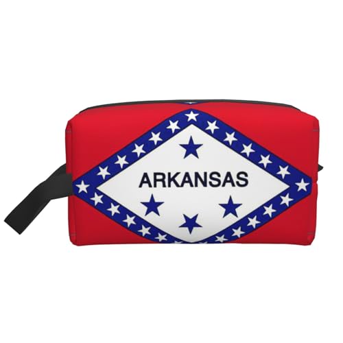 Arkansas Kosmetiktasche mit Staatsflaggen-Druck, geräumige Kapazität, Kulturbeutel für Herren, Reise-Kulturbeutel, weiß, Einheitsgröße Arkansas Kosmetiktasche mit Staatsflaggen-Druck, geräumige Kapazität, Kulturbeutel für Herren, Reise-Kulturbeutel, weiß, Einheitsgröße von GaxfjRu