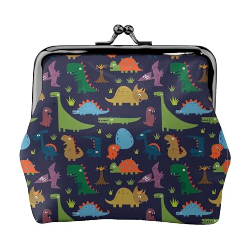 Dinosaurier-Palmblatt-Geldbörse für Damen, Münzbörse für Damen, kleine Damen-Geldbörse, geeignet für Damen, stilvoll und personalisiert, Schwarz, Einheitsgröße, Art Deco von GaxfjRu