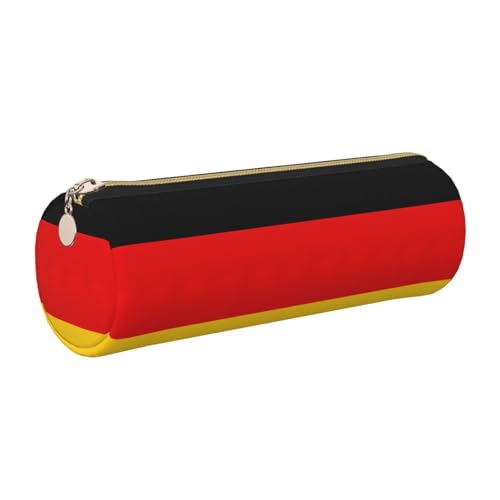 Federmäppchen mit deutscher Flagge, Leder, mit Reißverschluss, für Füllfederhalter und Kugelschreiber, weich, genarbt von GaxfjRu