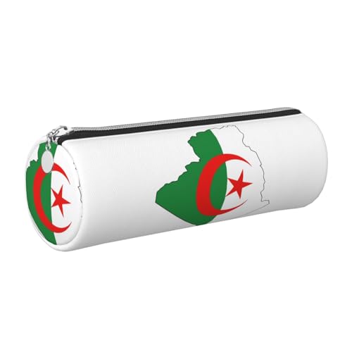 GaxfjRu Algerien Flagge Karte Rund Federmäppchen Kunstleder - Aufbewahrung für Stifte, Bleistifte, Marker, Kleinigkeiten Metall Reißverschluss mit Leder, silber, Einheitsgröße, Kartenhalter GaxfjRu Algerien Flagge Karte Rund Federmäppchen Kunstleder - Aufbewahrung für Stifte, Bleistifte, Marker, Kleinigkeiten Metall Reißverschluss mit Leder, silber, Einheitsgröße, Kartenhalter von GaxfjRu