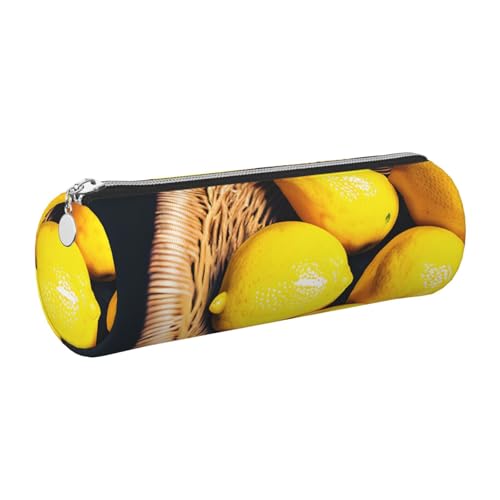 GaxfjRu Basket Lemons Rundes Federmäppchen aus Kunstleder - Aufbewahrung für Stifte, Bleistifte, Marker, Kleinbedarf, Metall-Reißverschluss mit Leder, silber, Einheitsgröße, Kartenhalter GaxfjRu Basket Lemons Rundes Federmäppchen aus Kunstleder - Aufbewahrung für Stifte, Bleistifte, Marker, Kleinbedarf, Metall-Reißverschluss mit Leder, silber, Einheitsgröße, Kartenhalter von GaxfjRu