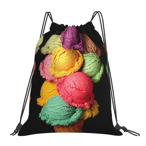 GaxfjRu Bunte Eiscreme-Tasche mit Kordelzug, praktische und wasserdichte Tasche mit Kordelzug für Fitnessstudio, Rucksack, Weiss/opulenter Garten, Einheitsgröße GaxfjRu Bunte Eiscreme-Tasche mit Kordelzug, praktische und wasserdichte Tasche mit Kordelzug für Fitnessstudio, Rucksack, Weiss/opulenter Garten, Einheitsgröße von GaxfjRu