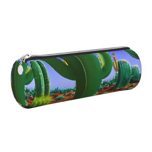 GaxfjRu Cactus Desert Rundes Federmäppchen aus Kunstleder – Aufbewahrung für Stifte, Bleistifte, Marker, Kleinbedarf, Metall-Reißverschluss mit Leder, silber, Einheitsgröße, Kartenhalter GaxfjRu Cactus Desert Rundes Federmäppchen aus Kunstleder – Aufbewahrung für Stifte, Bleistifte, Marker, Kleinbedarf, Metall-Reißverschluss mit Leder, silber, Einheitsgröße, Kartenhalter von GaxfjRu