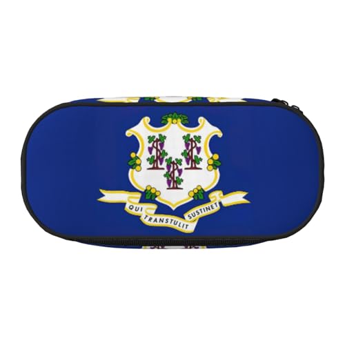 GaxfjRu Connecticut Federmäppchen mit Staatsflaggen-Druck, großes Fassungsvermögen, für Zuhause, Uni, Büro, Organizer für Erwachsene, Studenten von GaxfjRu
