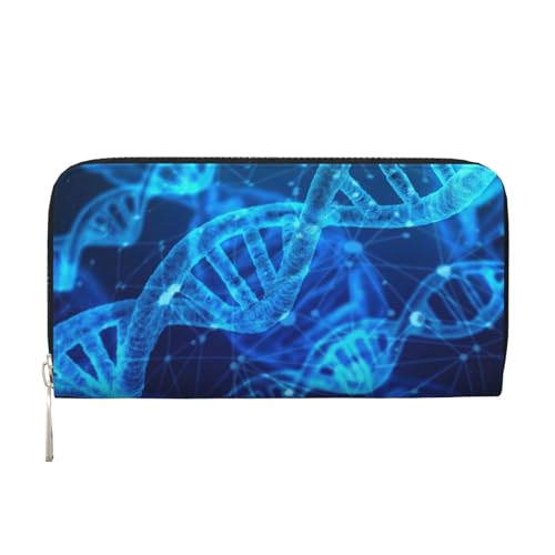 GaxfjRu DNA Herren-Geldbörse mit Kette und Fotodruck im Vintage-Look, Leder, lang, Scheckbuch, Geldbörse, Kreditkartenetui von GaxfjRu