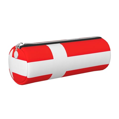 GaxfjRu Dänemark, dänische Flagge, Leder, Reißverschluss, für Füllfederhalter und Kugelschreiber, Tasche von GaxfjRu