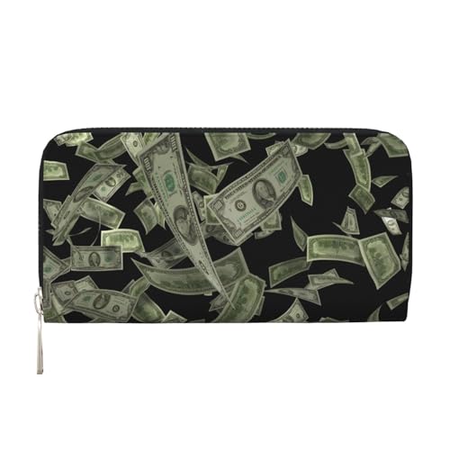 GaxfjRu Dollar Sign Money Print Herren Vintage Look Leder Lange Geldbörse Scheckbuch Portemonnaie Damen Kreditkartenetui von GaxfjRu