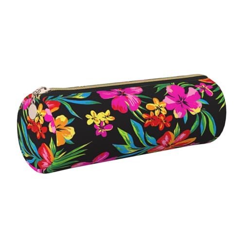 GaxfjRu Etui für Füllfederhalter, Hawaii-Blume, Leder, mit Reißverschluss, weich, genarbt von GaxfjRu