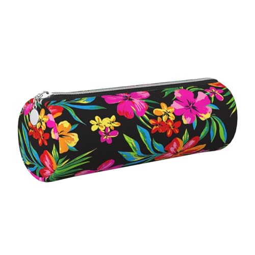 GaxfjRu Etui für Füllfederhalter, Hawaii-Blume, Leder, mit Reißverschluss, weich, genarbt von GaxfjRu
