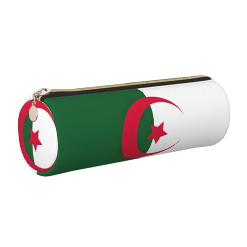 GaxfjRu Etui für Füllfederhalter, Motiv: Flagge von Algerien, Leder, mit Reißverschluss, weich, genarbt von GaxfjRu