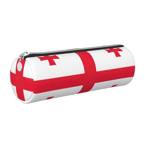 GaxfjRu Etui für Füllfederhalter, Motiv: Flagge von Georgia, Leder, mit Reißverschluss, weich, genarbt von GaxfjRu