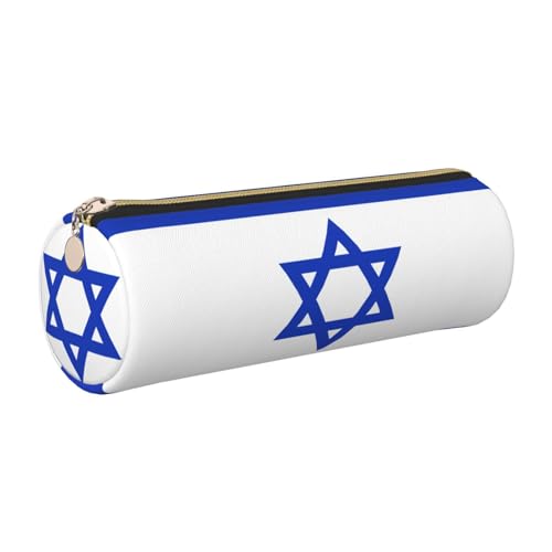 GaxfjRu Etui für Füllfederhalter, Motiv: israelische Flagge, Leder, mit Reißverschluss, weich, genarbt von GaxfjRu