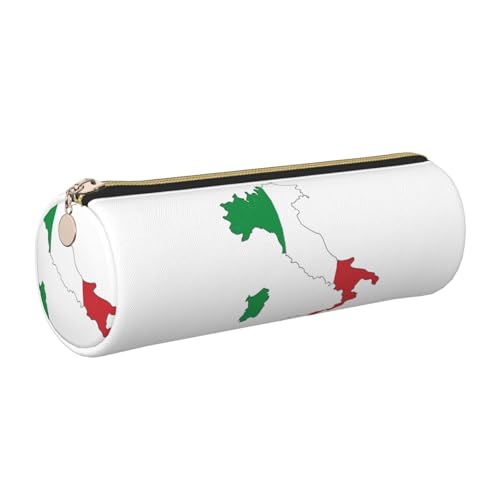 GaxfjRu Etui für Füllfederhalter, Motiv: italienische Flagge, Leder, Reißverschluss, weich, genarbt von GaxfjRu