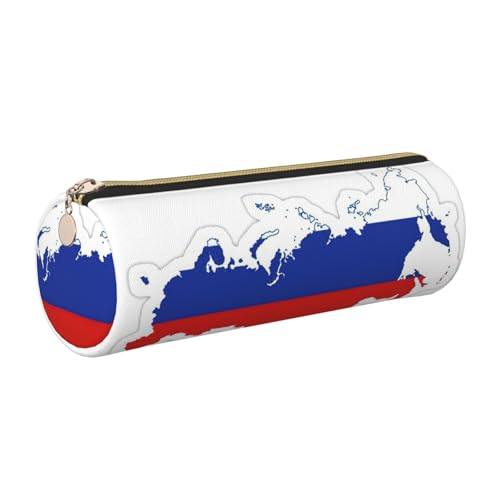GaxfjRu Etui für Füllfederhalter, Motiv: russische Flagge, Leder, mit Reißverschluss, weich, genarbt von GaxfjRu