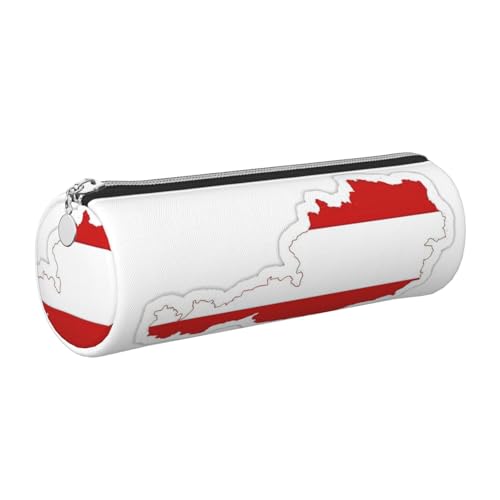 GaxfjRu Etui für Füllfederhalter, Österreichische Flagge, Leder, Reißverschluss, weich, genarbt von GaxfjRu