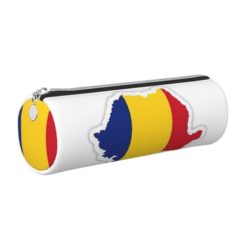 GaxfjRu Etui für Füllfederhalter, Rumänien-Flagge, Leder, mit Reißverschluss, weich, genarbt von GaxfjRu
