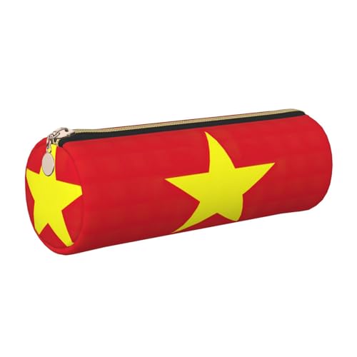 GaxfjRu Etui für Füllfederhalter, vietnamesische Flagge, Leder, mit Reißverschluss, weich, genarbt von GaxfjRu