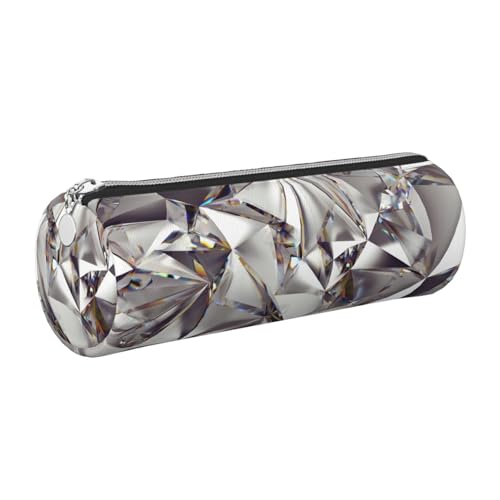 GaxfjRu Etui für Füllfederhalter und Bleistifte, Leder, mit Reißverschluss, Rautenmuster, weich, genarbt von GaxfjRu