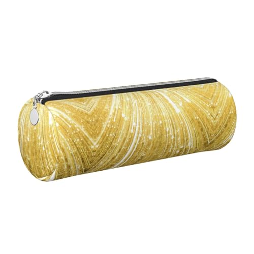 GaxfjRu Etui für Füllfederhalter und Bleistifte, Leder, mit Reißverschluss, goldfarben von GaxfjRu