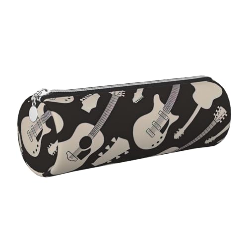 GaxfjRu Etui für Füllfederhalter und Bleistifte mit Gitarrenmuster, Leder, mit Reißverschluss, genarbt, weich von GaxfjRu
