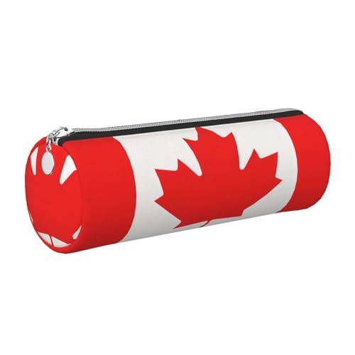 GaxfjRu Etui mit kanadischer Flagge, Leder, mit Reißverschluss, für Füllfederhalter und Kugelschreiber, weich, genarbt von GaxfjRu