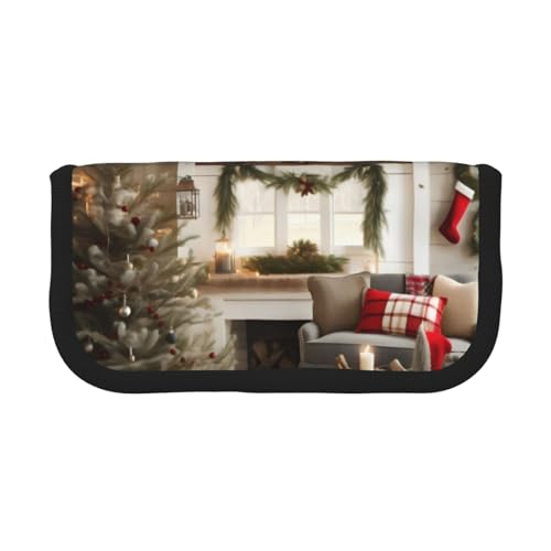 GaxfjRu Farmhouse Christmas Parrern Federmäppchen aus Segeltuch, mit niedlichen Punkten, organisierte Aufbewahrung für Picknicks und den täglichen Gebrauch, Make-up-Tasche, Stifthalter von GaxfjRu