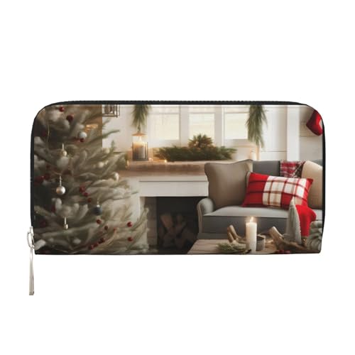 GaxfjRu Farmhouse Christmas Parrern Print Small Leather Wallet for Women Ladies Credit Card Holder Women Pocket Purse von GaxfjRu